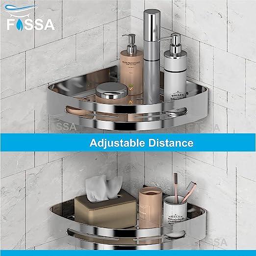 FOSSA Bathroom Shelf, Rustproof Corner Shower Caddy for Bathroom Kitchen Organizer, 304 Stainless Steel (Triangle,1 Packs) (Chrome)